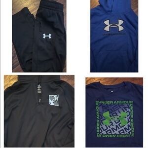 Under Armour Kids Blue and Black Hoodie and T-Shirt Set